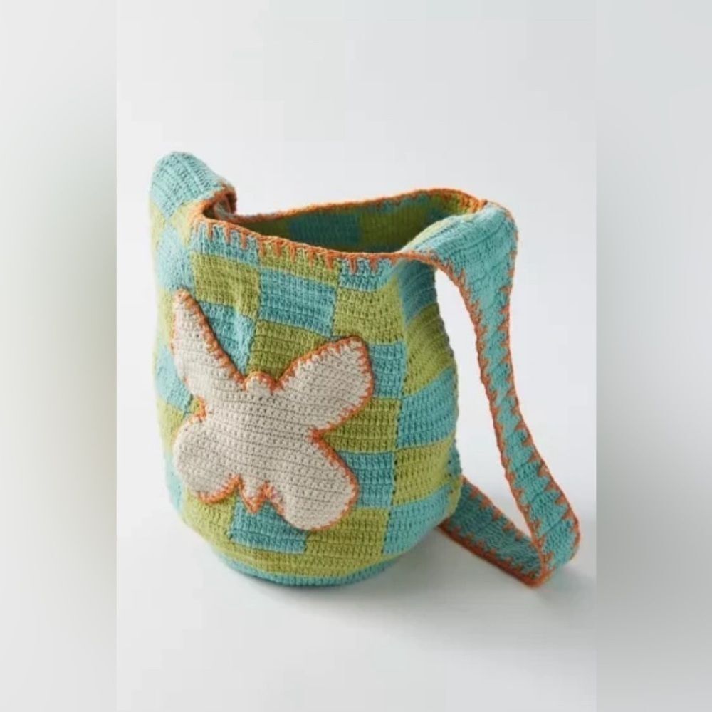Urban Outfitters ICON Checkered Butterfly Crocheted Shoulder Bag
